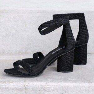 Jeffrey Campbell Laura Block Heel Ankle Strap Open Toe Heels Sandals Black 6.5